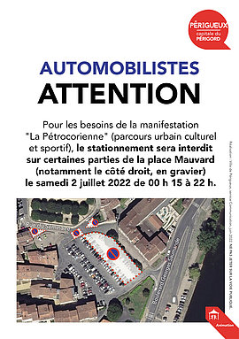Lire la suite : Pétrocorienne : stationnement modifié place Mauvard samedi 2 juillet