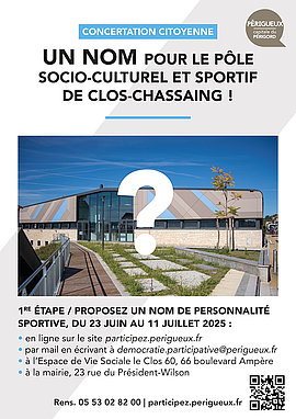 Lire la suite : Concertation : proposez un nom pour le pôle socio-culturel et sportif de Clos-Chassaing