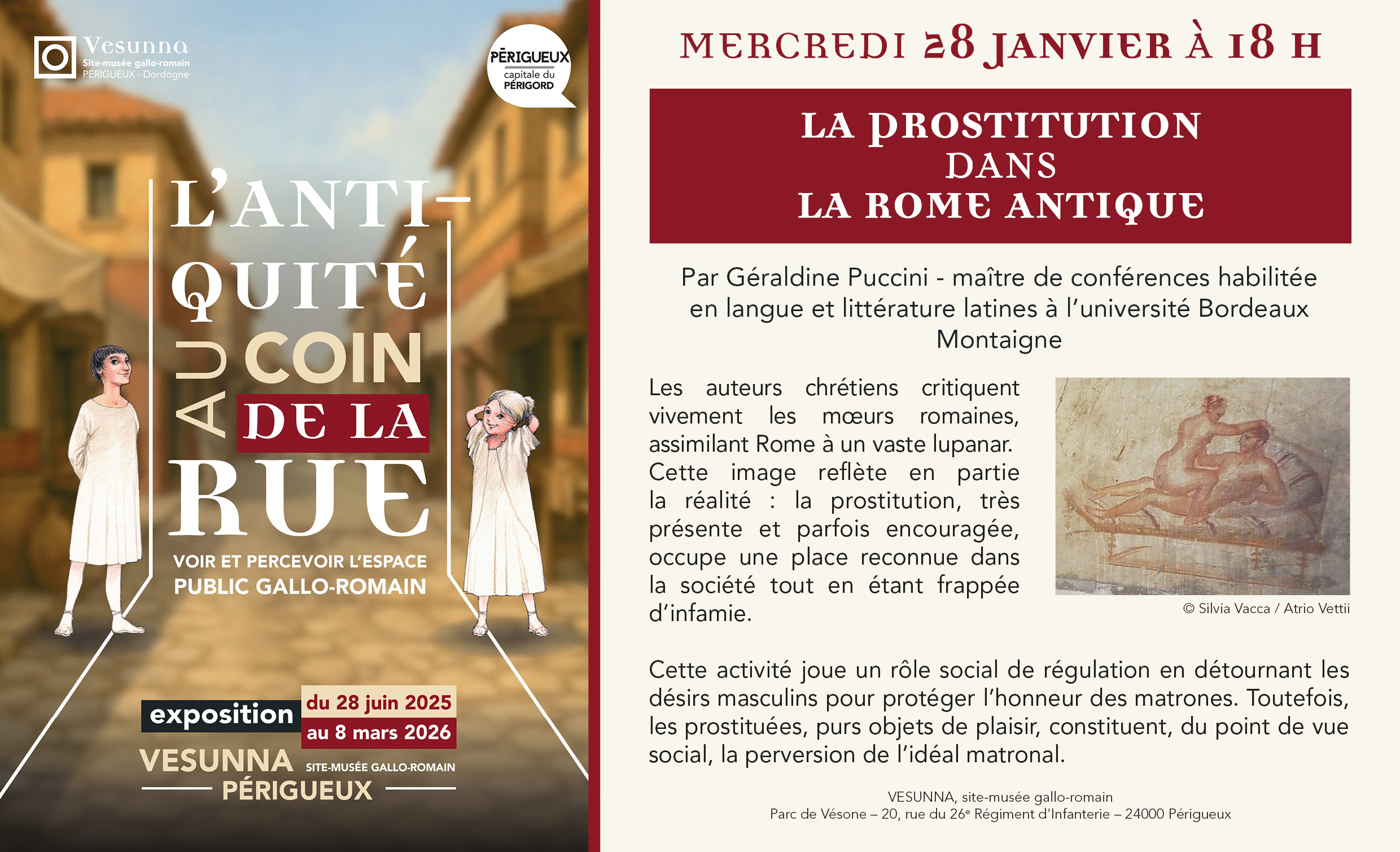 Découvrir : Conférence : « La prostitution dans la Rome antique » (Vesunna)