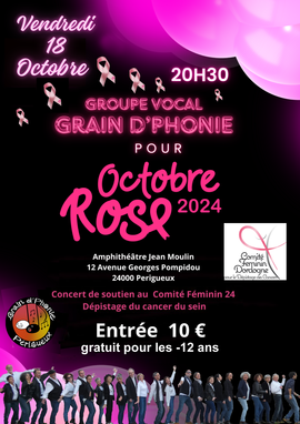 Lire la suite : Groupe vocal Grain d'Phonie pour Octobre Rose 2024