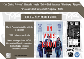 Lire la suite : Soirée Ciné-Rencontre : On vous croit de Charlotte Devillers et Arnaud Dufreys