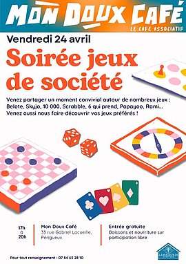 Lire la suite : Soirée jeux de société au Mon Doux Café