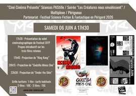 Lire la suite : Soirée « Les Créatures nous envahissent » : King Kong d’Ernest Schoedsack - Merian C. Cooper / Godzilla Minus One de Takashi Yamazaki / Under the Skin de Jonathan Glazer