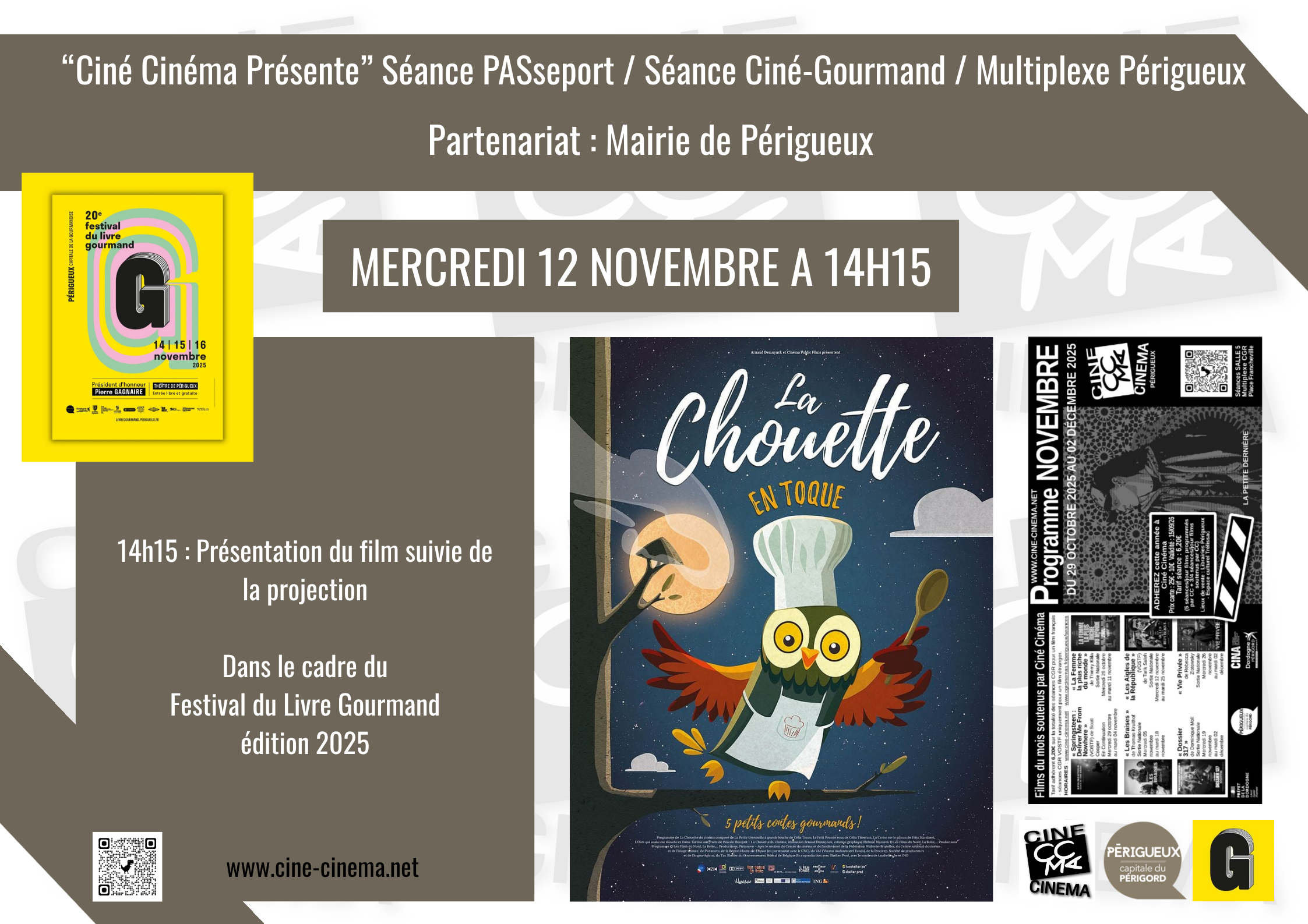 Découvrir : Séance Ciné-Gourmand : La chouette en toque